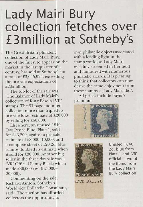 Lady Mairi Auction report