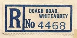 Doagh Road Whoteabbey Registration Label